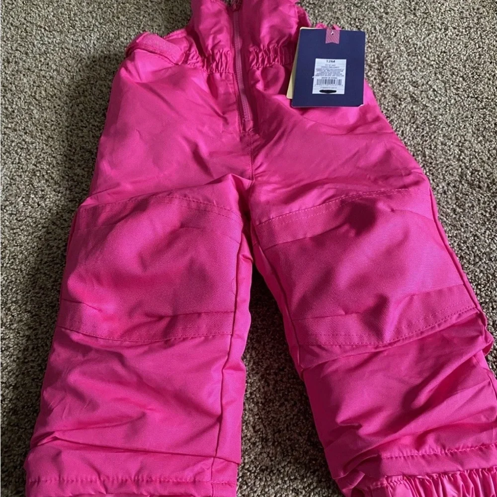 NWT Cherokee Kids Heavyweight Snow Bibs - Bright Pink - 12M